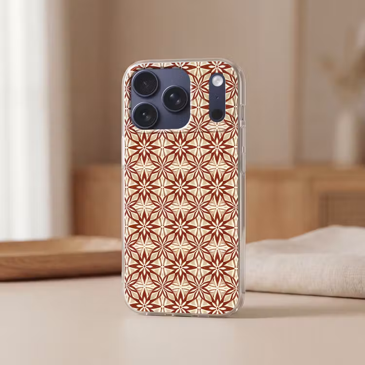 Telefoonhoesje - Bordeauxrood - Geometrisch - Tegel - Patroon — 3