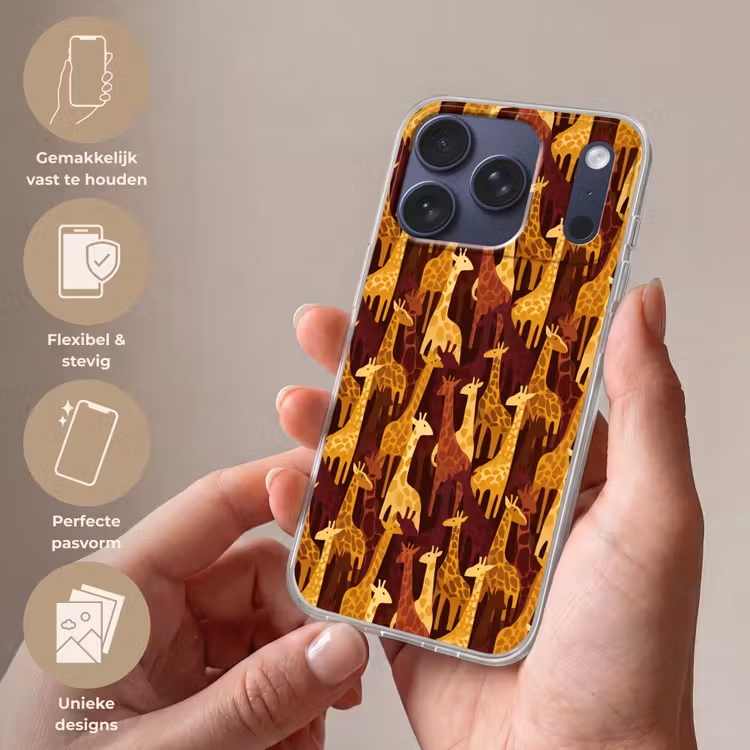 Telefoonhoesje - Bruin - Giraffen - Safari - Patroon — 4