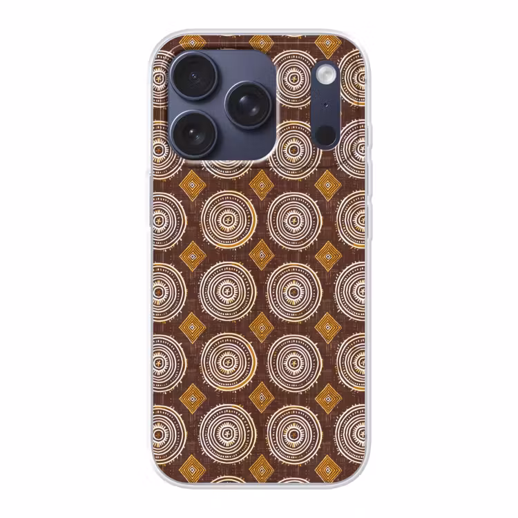 Telefoonhoesje - Chocoladebruin - Etnisch - Tribaal - Cirkels - Patroon — 1