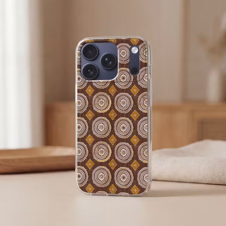 Telefoonhoesje - Chocoladebruin - Etnisch - Tribaal - Cirkels - Patroon — 3