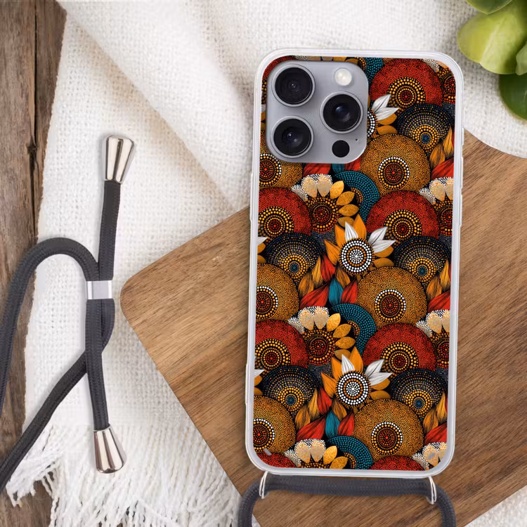 Telefoonhoesje met koord - Kleurrijk - Aboriginal - Dot Painting - Botanisch - Patroon — 3