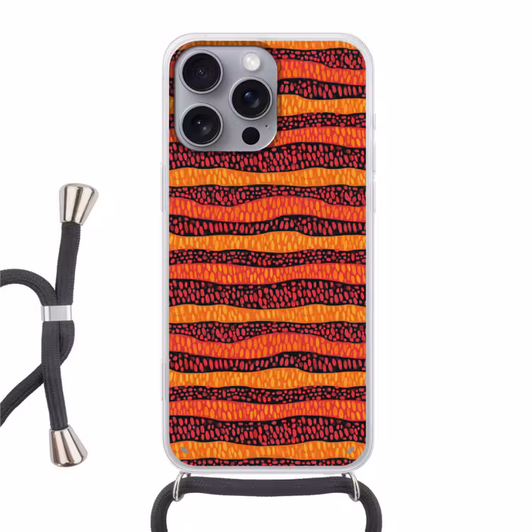 Telefoonhoesje met koord - Oranje - Roze - Expressief - Patroon — 1