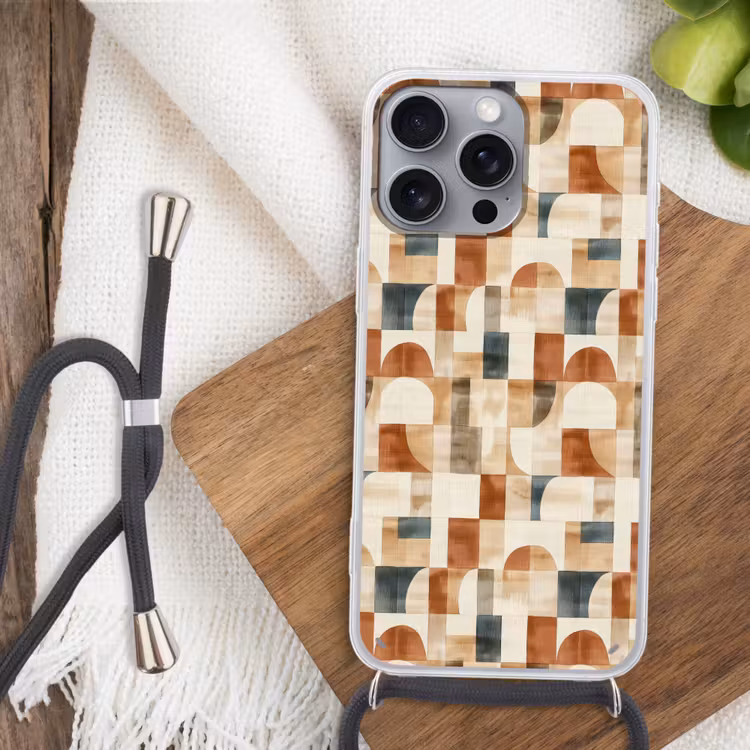 Telefoonhoesje met koord - Terracotta - Geometrisch - Aquarel - Textuur — 3