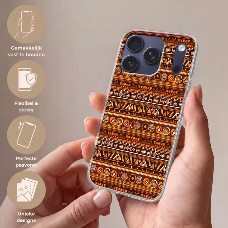 Telefoonhoesje - Oranje - Etnisch - Tribaal - Geometrisch - Patroon — 4