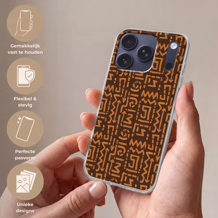 Telefoonhoesje - Chocoladebruin - Etnisch - Tribaal - Symbolen — 4