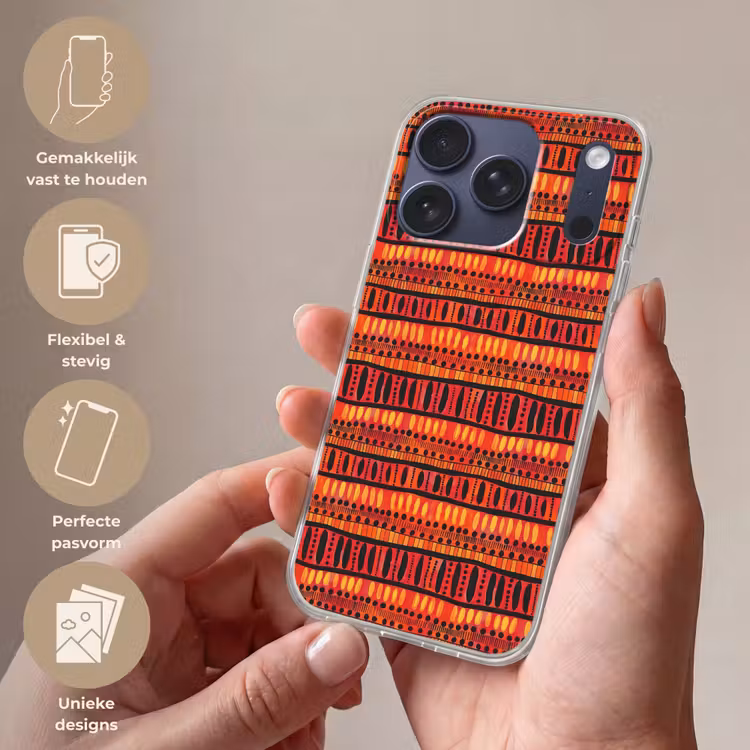 Telefoonhoesje - Rood - Oranje - Etnisch - Expressief - Patroon — 4