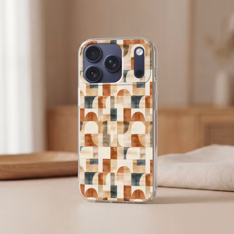 Telefoonhoesje - Terracotta - Geometrisch - Aquarel - Textuur — 3