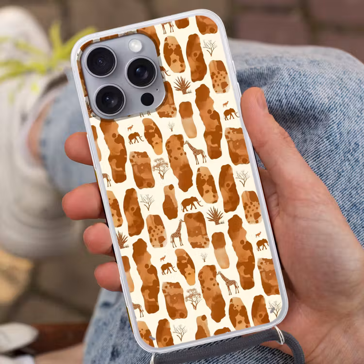 Telefoonhoesje met koord - Terracotta - Safari - Dieren - Patroon — 2