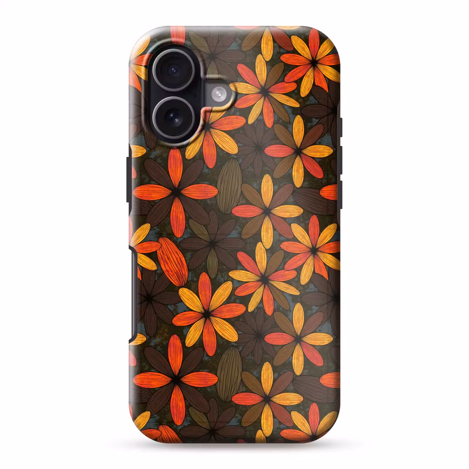 Telefoonhoesje Toughcase - Oranje - Retro - Bloemen - Herfst — 1