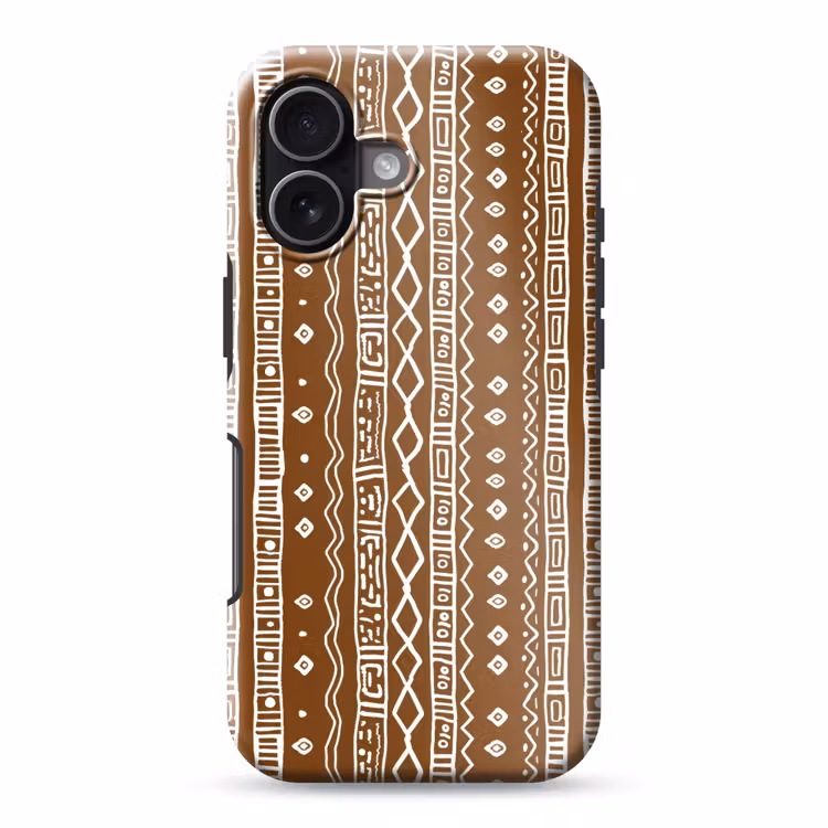 Telefoonhoesje Toughcase - Chocoladebruin - Etnisch - Tribaal - Patroon — 1