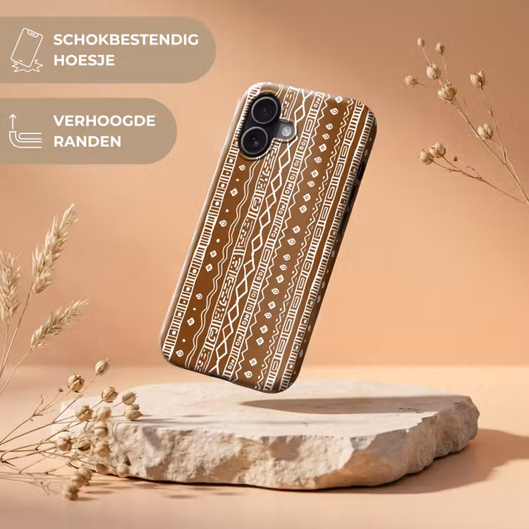 Telefoonhoesje Toughcase - Chocoladebruin - Etnisch - Tribaal - Patroon — 5