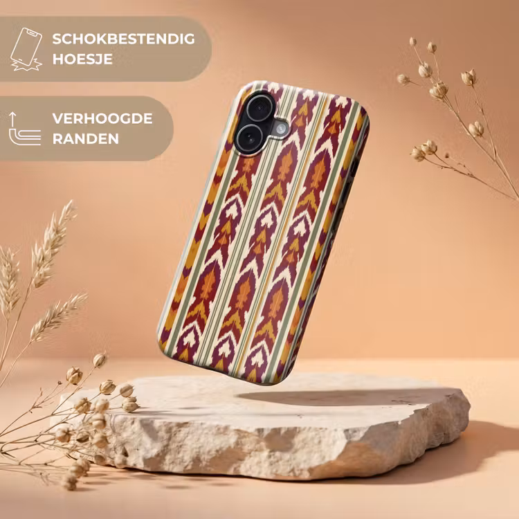 Telefoonhoesje Toughcase - Ikat - Bordeauxrood - Etnisch - Patroon — 5