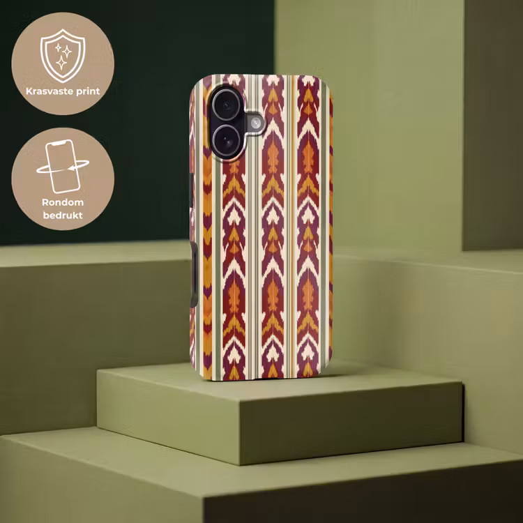 Telefoonhoesje Toughcase - Ikat - Bordeauxrood - Etnisch - Patroon — 7