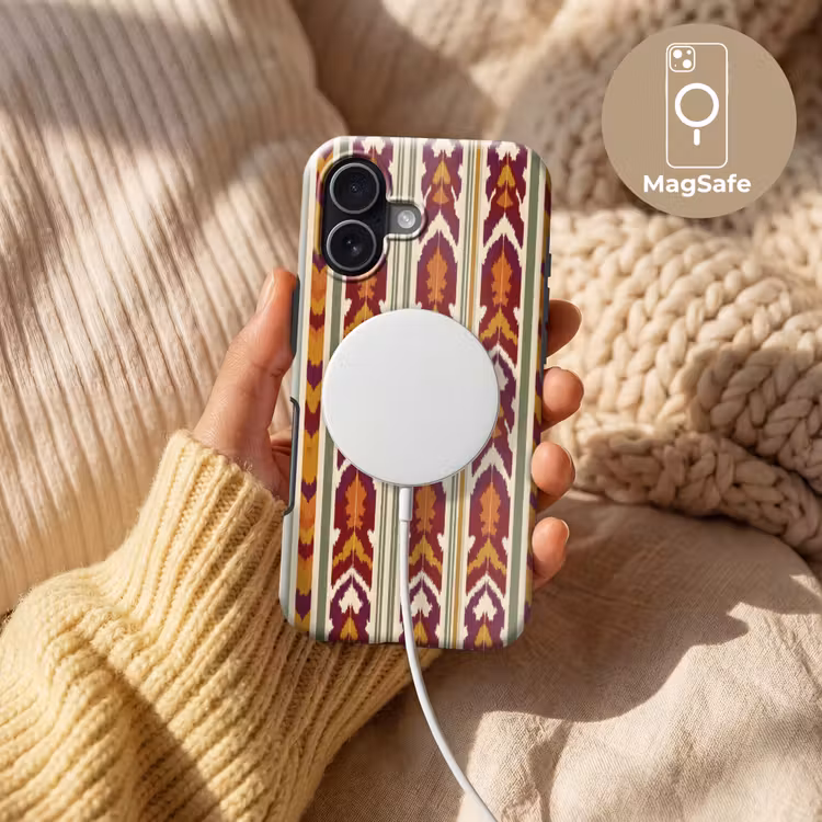 Telefoonhoesje Toughcase - Ikat - Bordeauxrood - Etnisch - Patroon — 8