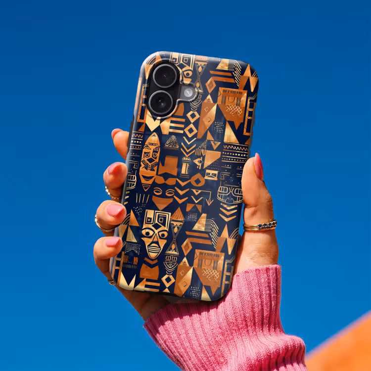 Telefoonhoesje Toughcase - Nachtblauw - Koper - Tribaal - Maskers — 2