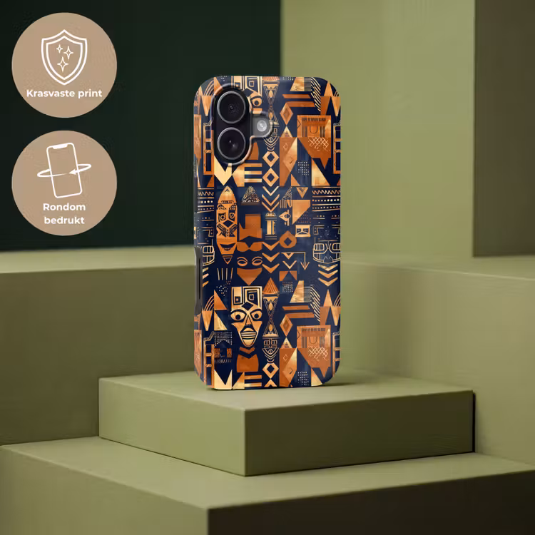 Telefoonhoesje Toughcase - Nachtblauw - Koper - Tribaal - Maskers — 7