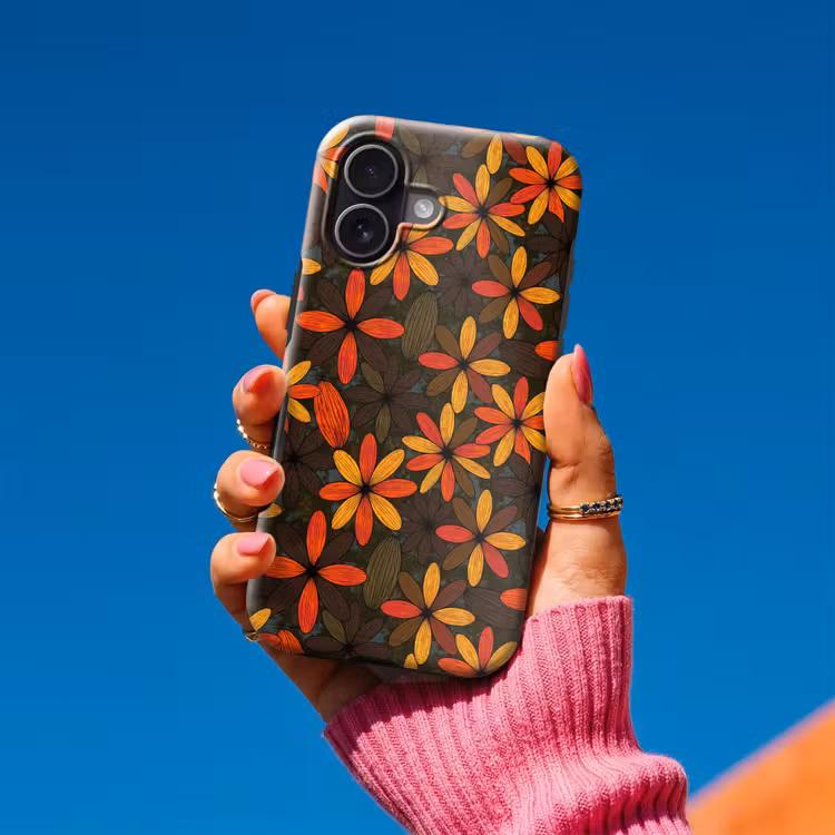 Telefoonhoesje Toughcase - Oranje - Retro - Bloemen - Herfst — 2