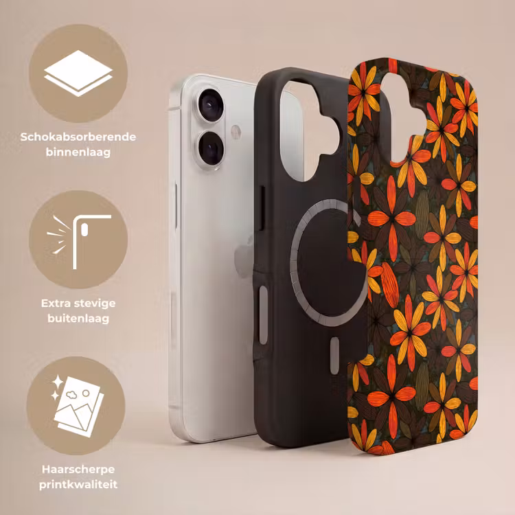 Telefoonhoesje Toughcase - Oranje - Retro - Bloemen - Herfst — 3
