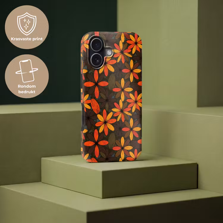Telefoonhoesje Toughcase - Oranje - Retro - Bloemen - Herfst — 7
