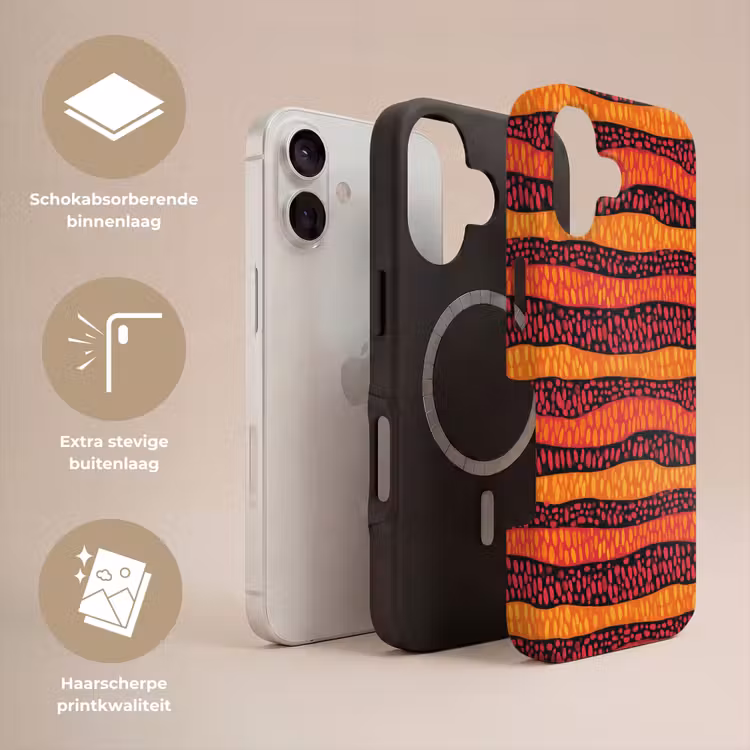 Telefoonhoesje Toughcase - Oranje - Roze - Expressief - Patroon — 3