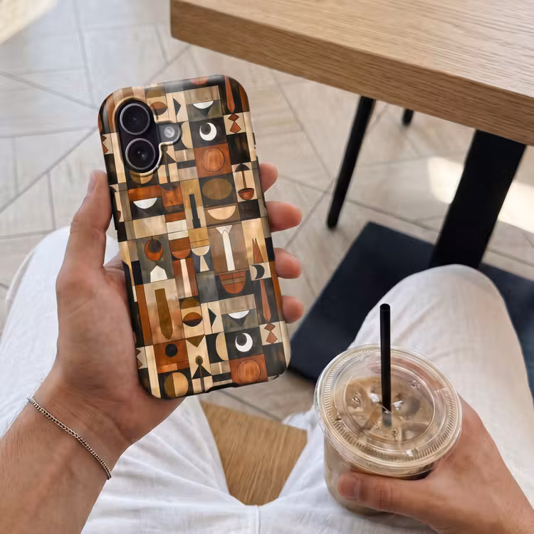 Telefoonhoesje Toughcase - Terracotta - Geometrisch - Mid-Century - Patroon — 4