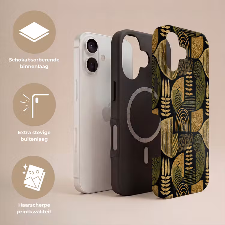 Telefoonhoesje Toughcase - Zwart - Okergeel - Botanisch - Textuur — 3