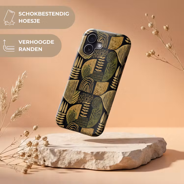 Telefoonhoesje Toughcase - Zwart - Okergeel - Botanisch - Textuur — 5