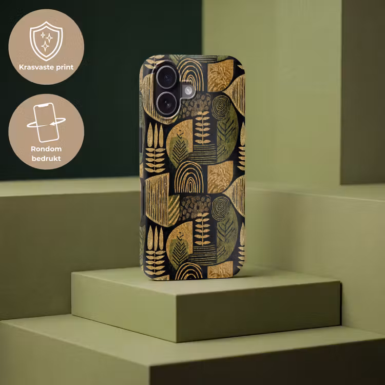 Telefoonhoesje Toughcase - Zwart - Okergeel - Botanisch - Textuur — 7
