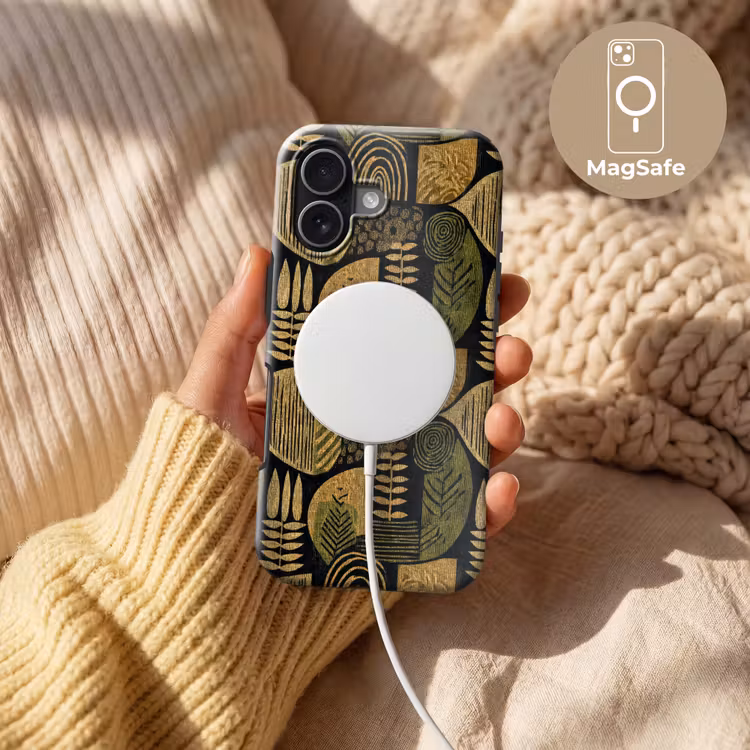 Telefoonhoesje Toughcase - Zwart - Okergeel - Botanisch - Textuur — 8