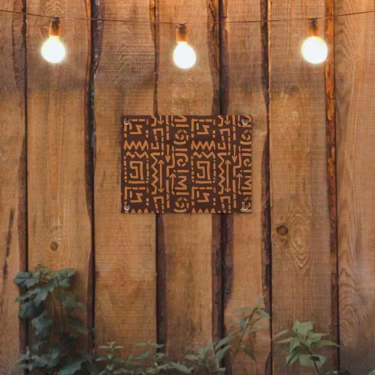 Tuinposter - Chocoladebruin - Etnisch - Tribaal - Symbolen — 2