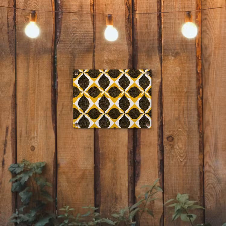 Tuinposter - Geel - Zwart - Geometrisch - Retro - Textuur — 2