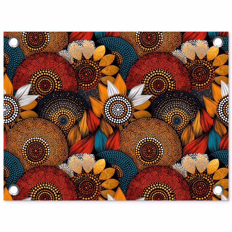 Tuinposter - Kleurrijk - Aboriginal - Dot Painting - Botanisch - Patroon — 1