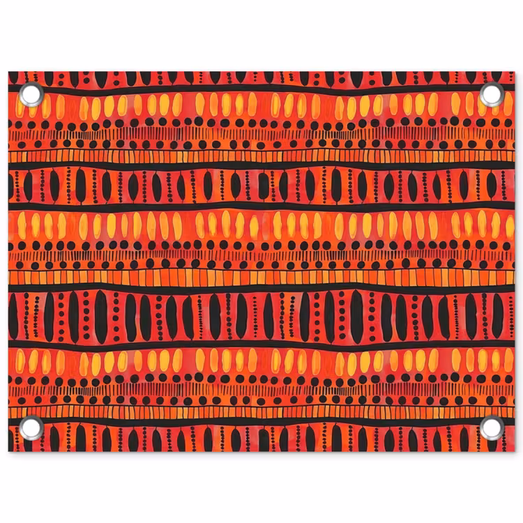 Tuinposter - Rood - Oranje - Etnisch - Expressief - Patroon — 1