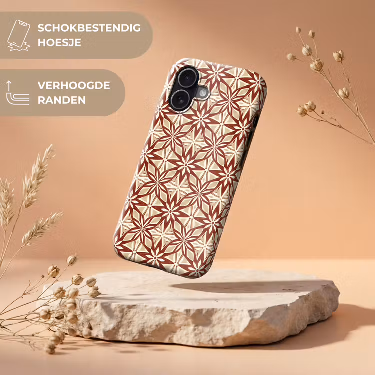 Telefoonhoesje Toughcase - Bordeauxrood - Geometrisch - Tegel - Patroon — 5