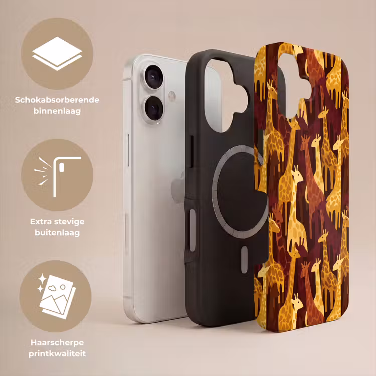 Telefoonhoesje Toughcase - Bruin - Giraffen - Safari - Patroon — 3
