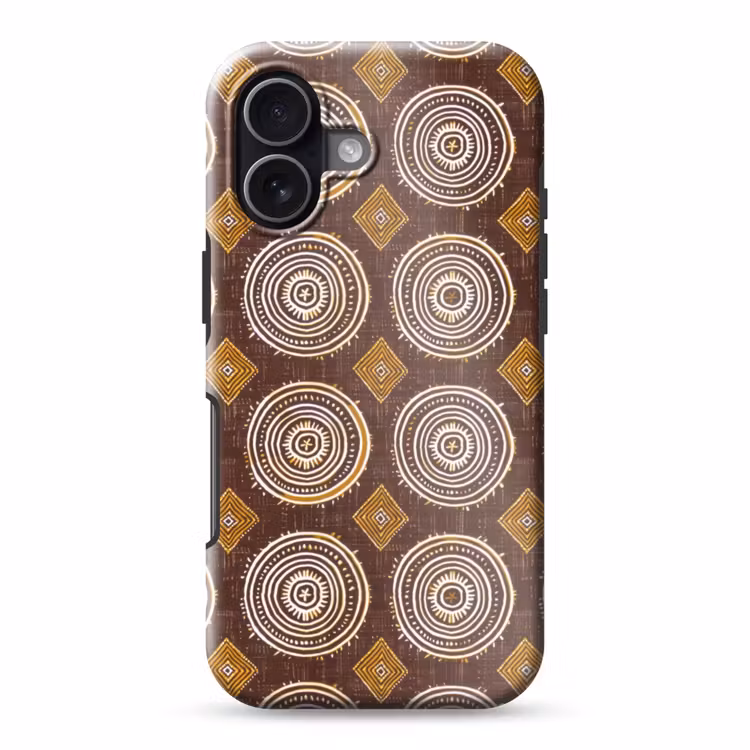Telefoonhoesje Toughcase - Chocoladebruin - Etnisch - Tribaal - Cirkels - Patroon — 1