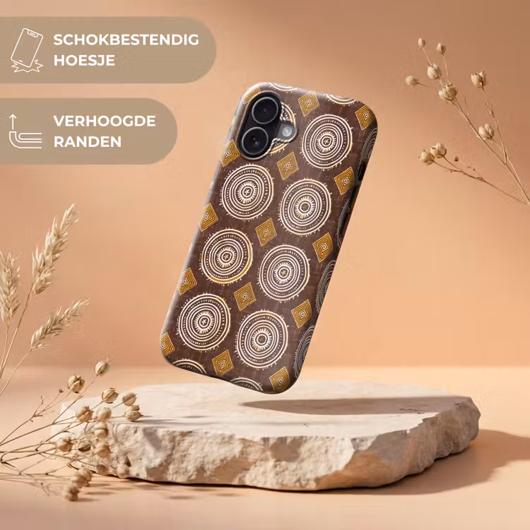 Telefoonhoesje Toughcase - Chocoladebruin - Etnisch - Tribaal - Cirkels - Patroon — 5
