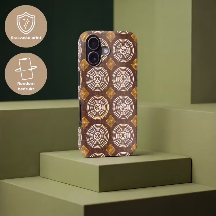 Telefoonhoesje Toughcase - Chocoladebruin - Etnisch - Tribaal - Cirkels - Patroon — 7
