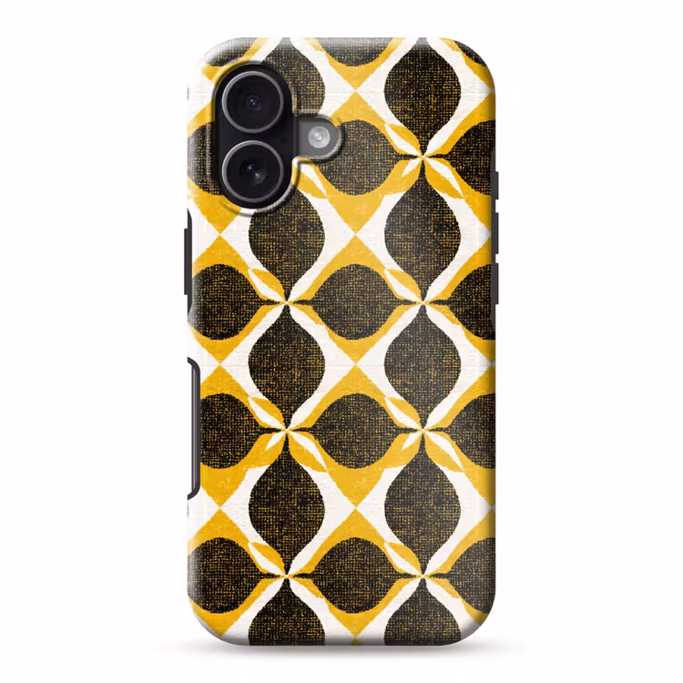 Telefoonhoesje Toughcase - Geel - Zwart - Geometrisch - Retro - Textuur — 1