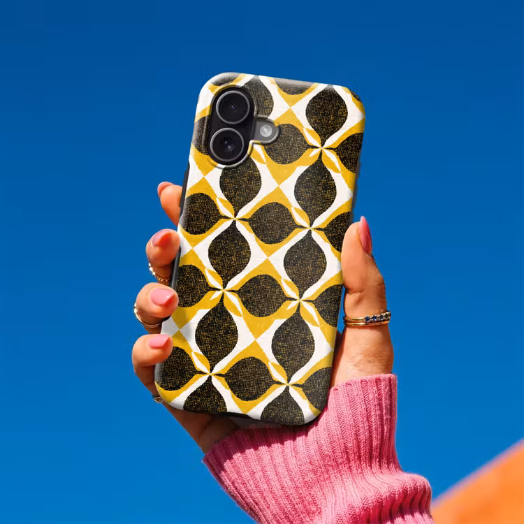 Telefoonhoesje Toughcase - Geel - Zwart - Geometrisch - Retro - Textuur — 2