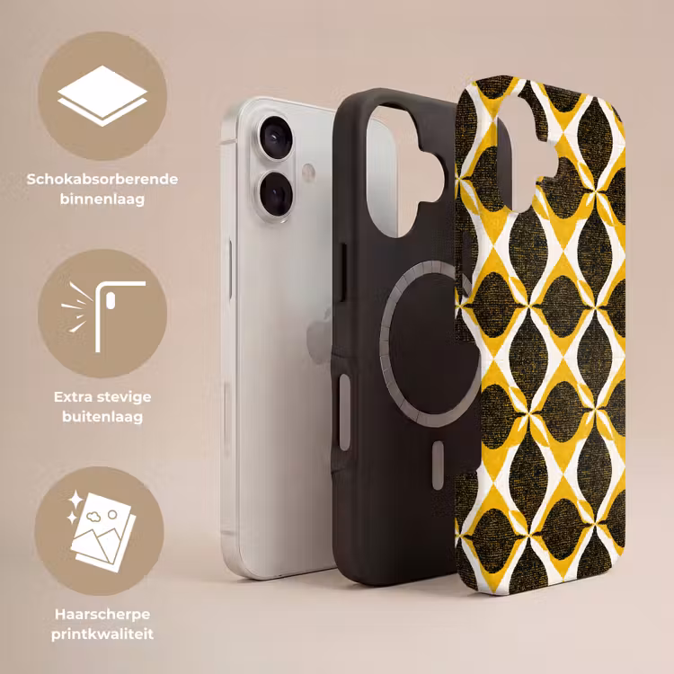 Telefoonhoesje Toughcase - Geel - Zwart - Geometrisch - Retro - Textuur — 3
