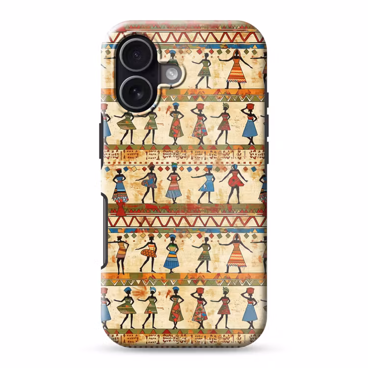 Telefoonhoesje Toughcase - Kleurrijk - Afrikaans - Etnisch - Dansende Vrouwen - Patroon — 1