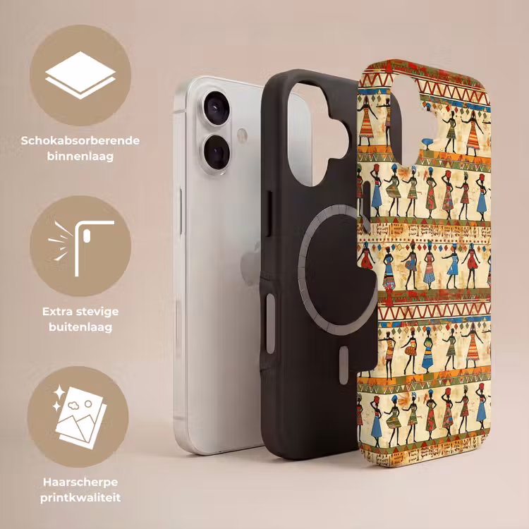 Telefoonhoesje Toughcase - Kleurrijk - Afrikaans - Etnisch - Dansende Vrouwen - Patroon — 3
