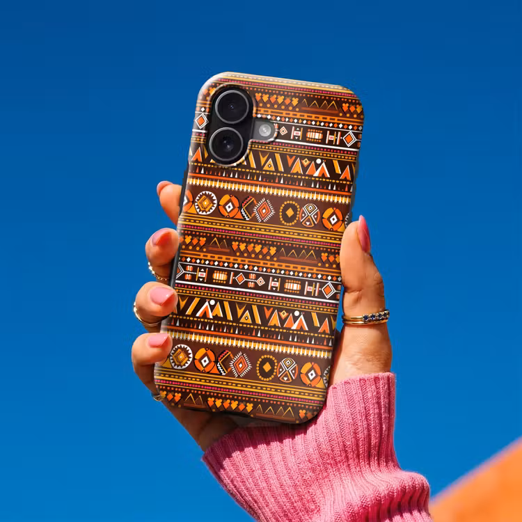Telefoonhoesje Toughcase - Oranje - Etnisch - Tribaal - Geometrisch - Patroon — 2