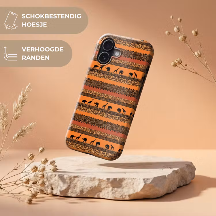 Telefoonhoesje Toughcase - Oranje - Safari - Afrikaans - Dieren - Patroon — 5