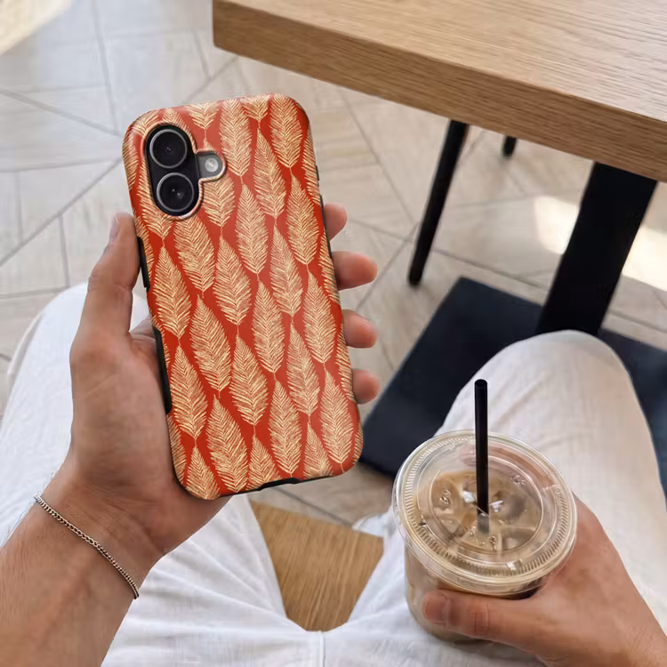 Telefoonhoesje Toughcase - Rood - Botanisch - Varen - Patroon — 4