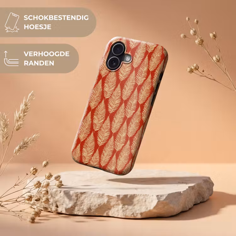Telefoonhoesje Toughcase - Rood - Botanisch - Varen - Patroon — 5