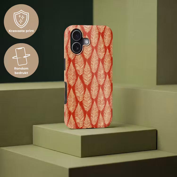 Telefoonhoesje Toughcase - Rood - Botanisch - Varen - Patroon — 7