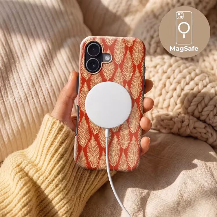 Telefoonhoesje Toughcase - Rood - Botanisch - Varen - Patroon — 8