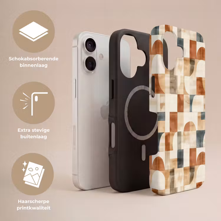 Telefoonhoesje Toughcase - Terracotta - Geometrisch - Aquarel - Textuur — 3
